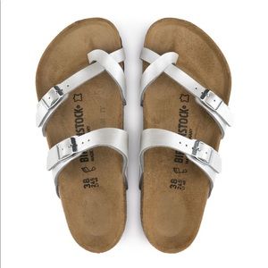 Silver Birkenstock Mayari Birko-Flor